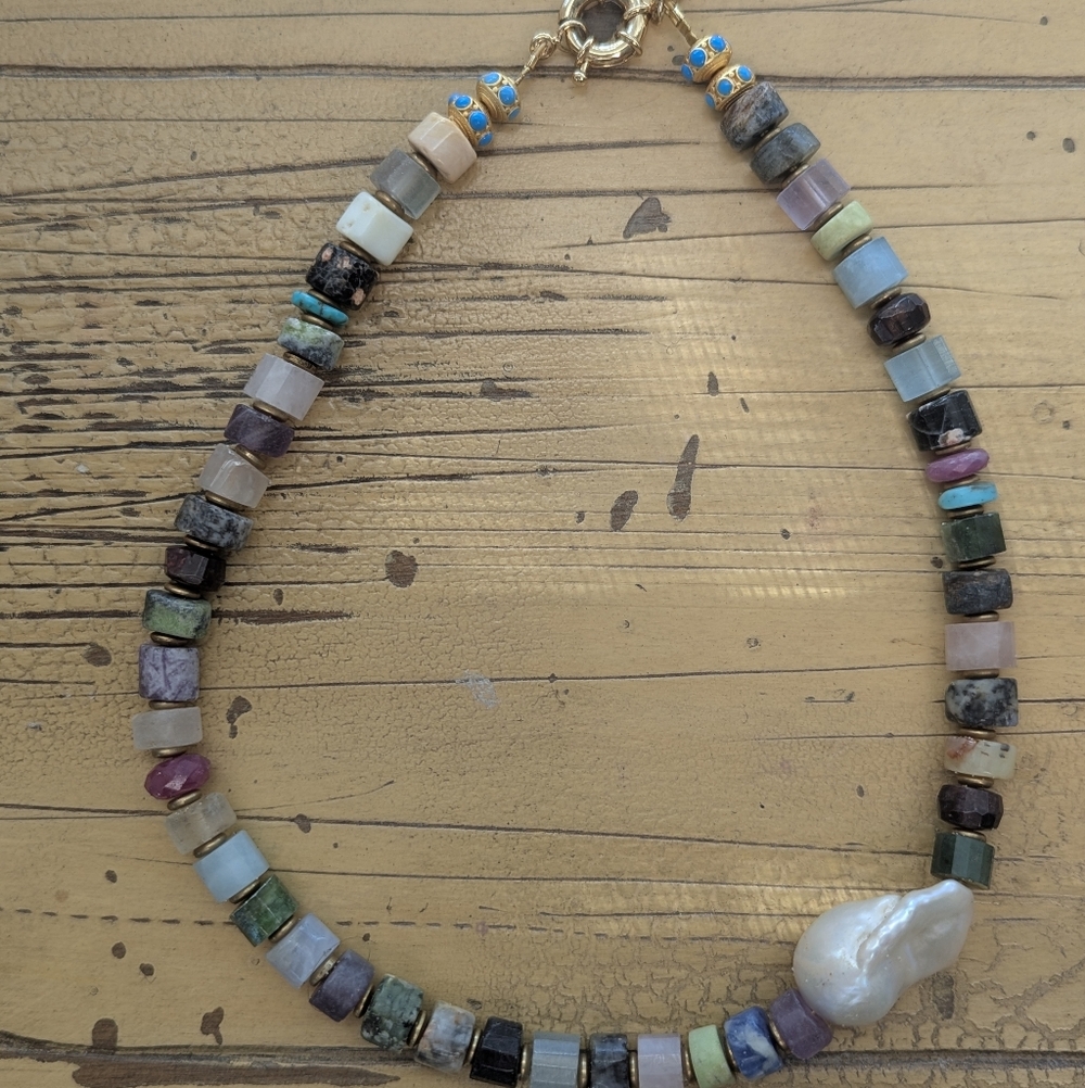 Meredith Waterstraat Necklace with Pearl Accent And Gemstones